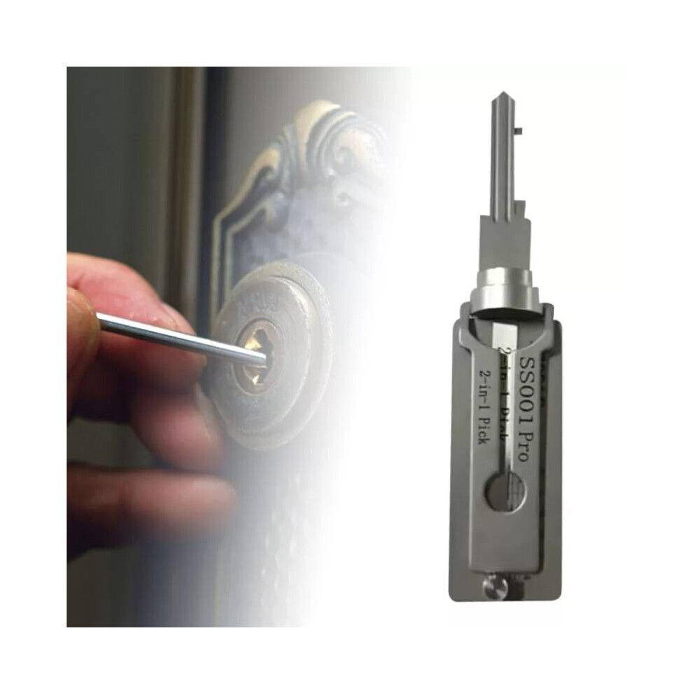 Door Key Decoder 2 In 1 Stainless Steel Handheld Decoder Key Pick Up Hook Tool