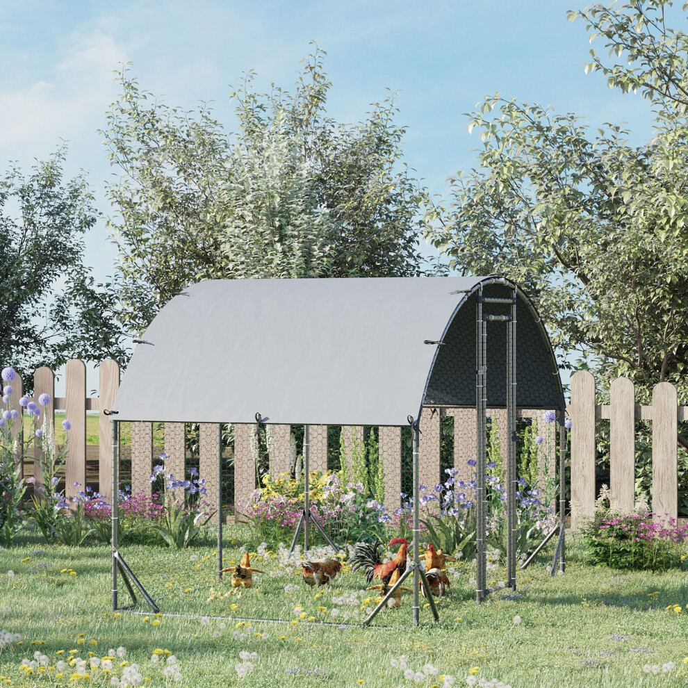 New Pawhut Walk-In Chicken Run Galvanised Chicken Coop W/ Cover 2.8 X 1.9 X 2M