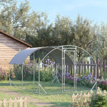 PawHut Walk-In Galvanised Chicken Run with Cover 2.8x3.8x2m - Fits 6-12 Chickens - D51-321V01