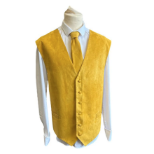 (3XL) Lloyd Attree & Smith Suede Effect Gents Waistcoat Vest - Gold