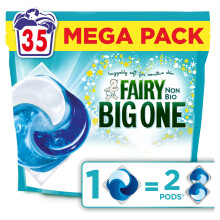 The Big One PODS, Washing Liquid Laundry Detergent Capasules, 35 Washes, 2X Stain Removal, Huggably Soft For Sensitive Skin