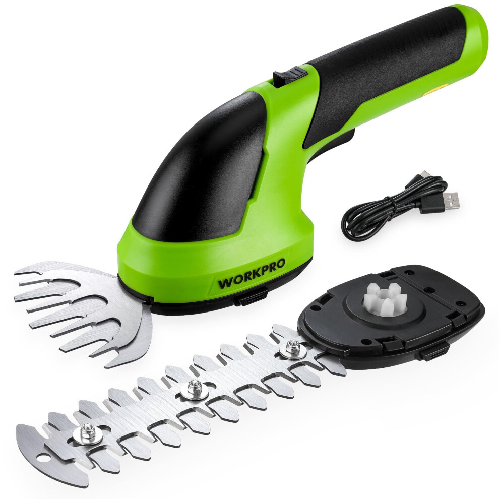 Workpro 2 In 1 Cordless Hedge Trimmer And Grass Shear | 7.2V Electric Grass Trimmer With 2000Mah Lithium-Ion Battery | Lightweight Hand Held Hedge Trimmer