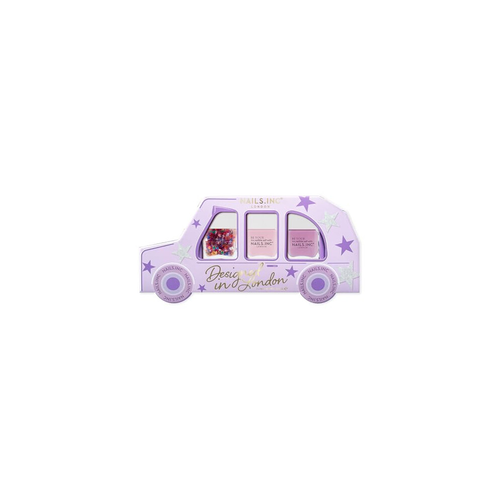 Nails.INC Mani Calling 3-Piece Nail Polish Taxi-Shaped Gift Set, Longwear Rapid Dry Formulation, Cruelty Free, Vegan, 21 Free, Includes a Festive Nail
