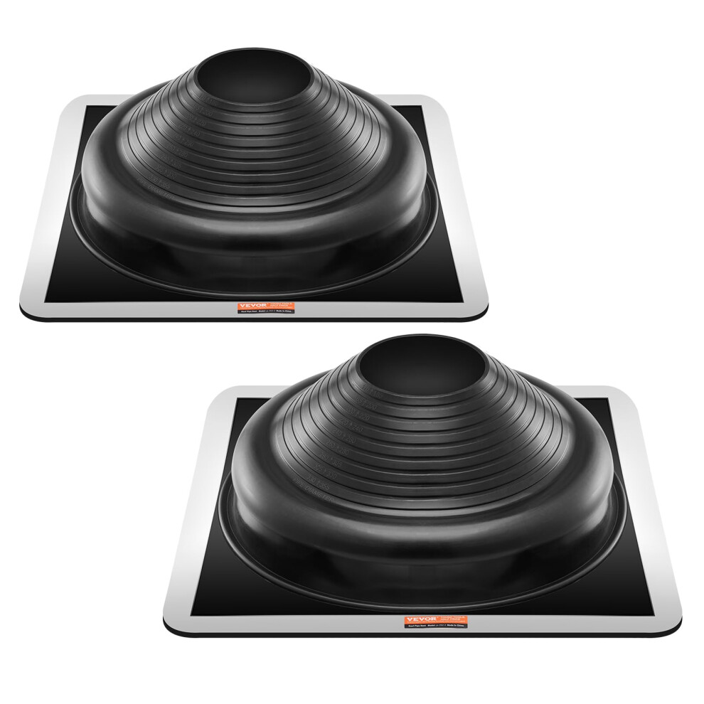 2 Pcs Roof Pipe Flashing Boots, Fit Pipe OD 6-3/4" to 14", Flexible EDPM Roofing Jack Pipe Flashing, High Temp -67 to 212, Endurable Metal Base,