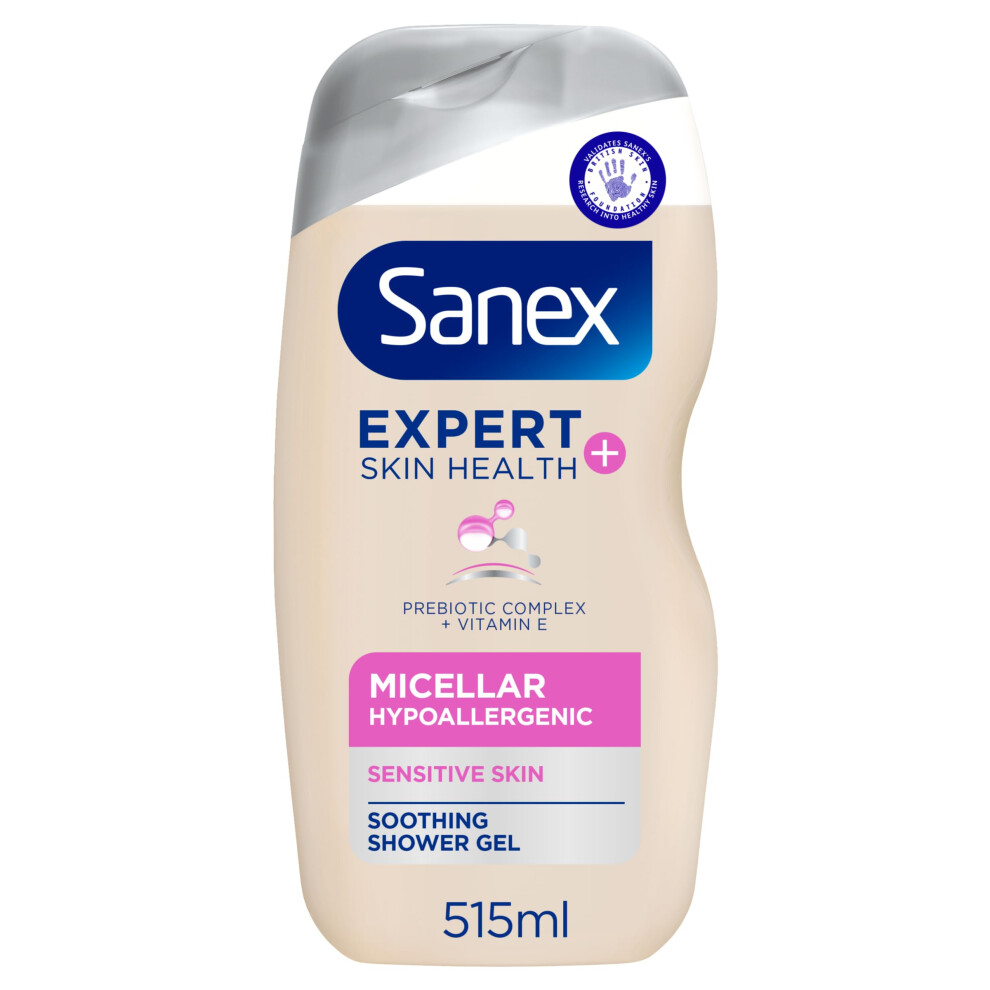 Expert Skin Health + Micellar Hypoallergenic Shower Gel 515ml, for sensitive skin, body wash for men & women, helps protect skin from pollution,