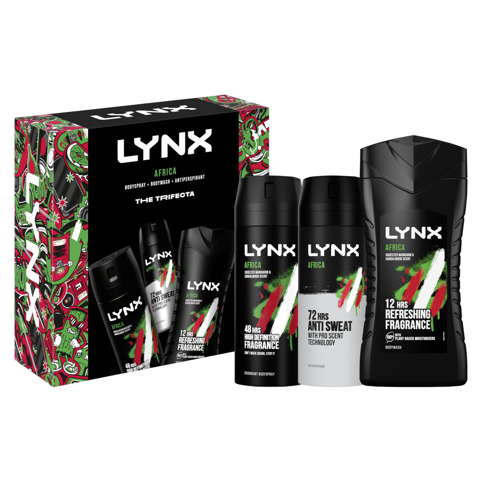 Africa Trifecta deodorant Gift Set body spray, body wash + antiperspirant perfect gifts for him 3 piece