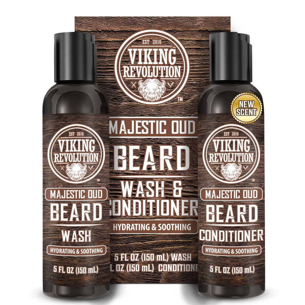 Viking Revolution Beard Wash And Beard Conditioner For Men With Argan Oil And Jojoba Oil - Beard Softener And Strengthener Beard Care Beard Shampoo And Conditioner With