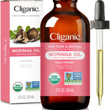 Organic Moringa Oil (2oz), 100% Pure - For Face & Hair | Natural Cold Pressed Unrefined