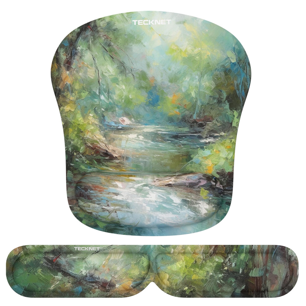 Keyboard Wrist Rest Mouse Mat Set, Foldable Keyboard and Mouse Mat Wrist Support, Ergonomic Wrist Support Mouse Mat with Comfortable Memory Foam,