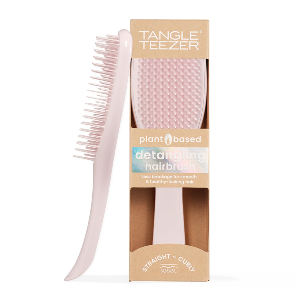 Plant Based Ultimate Detangler - Detangling Brush For All Hair Types - Two-Tiered Teeth Reduce Breakage & Eliminate Knots - Marshmallow Pink