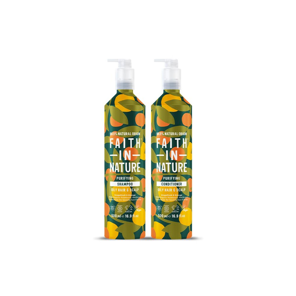 - Natural Shampoo & Conditioner Set Aluminium Bottles - Vegan & Cruelty Free, No SLS or Parabens - 2 x 500ml, Grapefruit & Orange