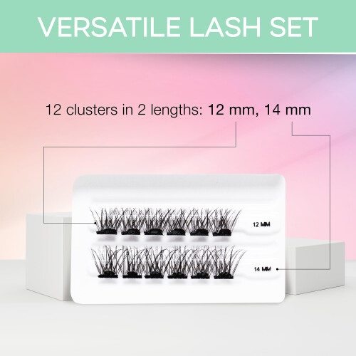 Ardell Press On Pre-Glued Underlash Eyelash Extensions, Wispies Volume Cluster Lashes Kit, Beginner-Friendly DIY Lash Extension Kit, Assorted Lengths, Mini 2