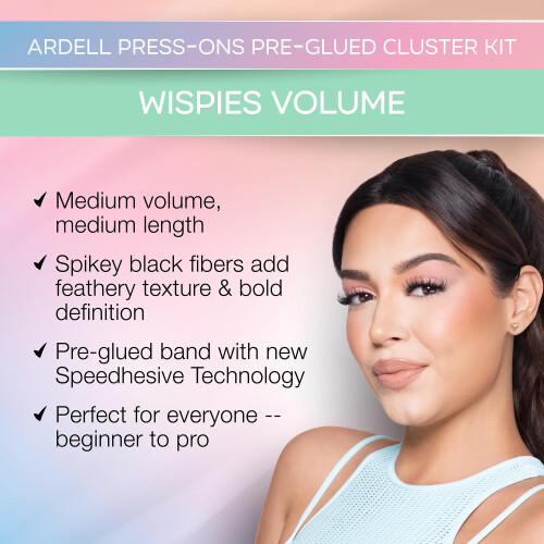 Ardell Press On Pre-Glued Underlash Eyelash Extensions, Wispies Volume Cluster Lashes Kit, Beginner-Friendly DIY Lash Extension Kit, Assorted Lengths, Mini 1