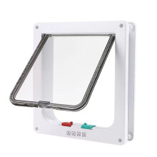 Cat Door, Safety Pet Door with 4 Way Lock, Weatherproof & Easy Installation Cat Flap Door for Interior Exterior Door, Window, Wall (M)