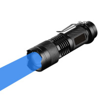 Blue Torch, WESLITE Blue Light Mini Torch Blue Beam LED Flashlight Torches 3 Modes Zoomable with Clip Long Range for Night Fishing Hunting(Battery not