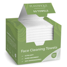 Disposable Face Towels XL 10"x12" - 100% Biodegradable Viscose Facial Towelettes for Women Skin Care - 50 Count