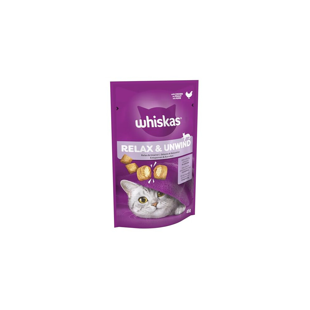 8 x 45g Whiskas Relax & Unwind Adult Cat Treats with Chicken 45g - Image 7