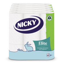 Elite Embossed White Bathroom Toilet 3 Ply Tissue 45 Rolls(9 Per Pack Case Of 5)