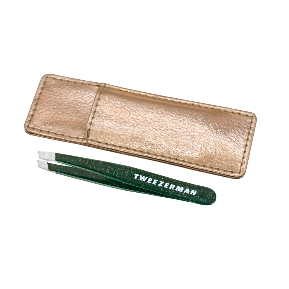 Enchanted Garden Mini Slant Tweezer with Case - Eyebrow Tweezers for Women and Men