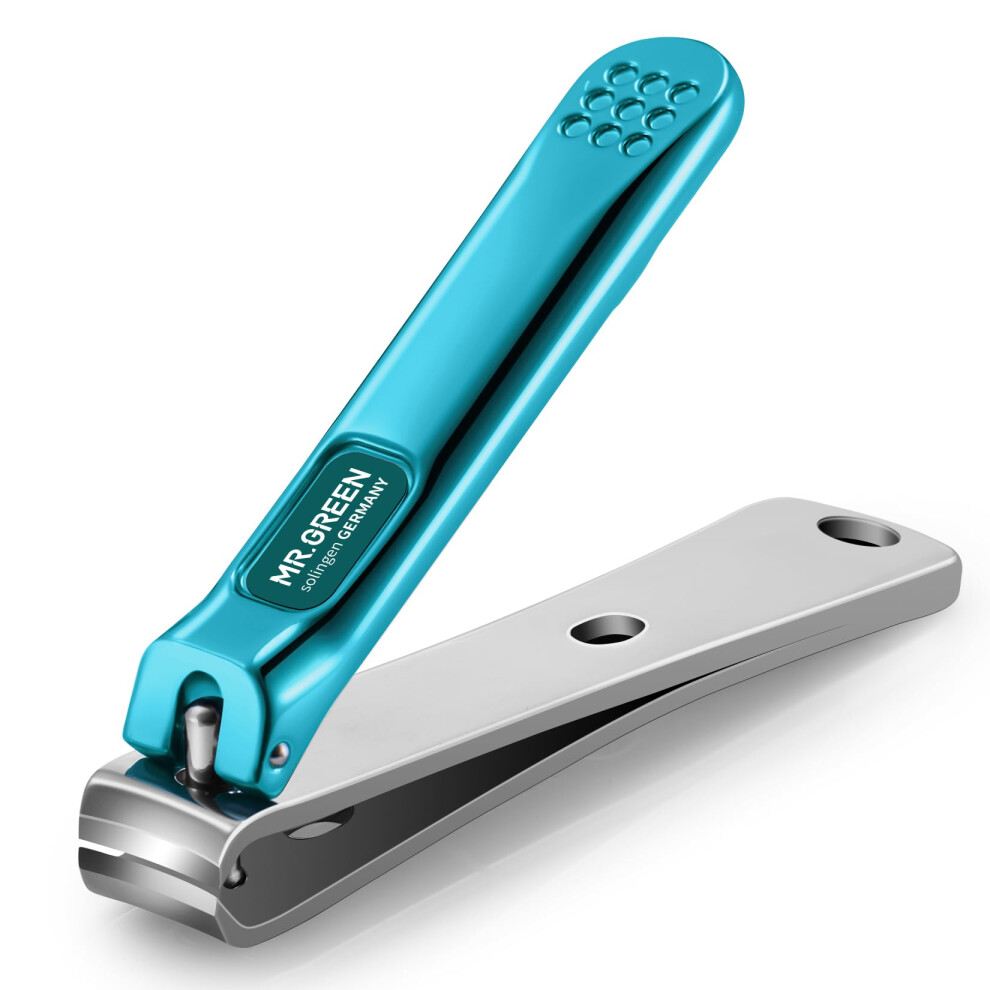 Mr.green Blue Nail Clippers Curved Blades Fingernail Cutter Nippers Manicure Scissors Stainless Steel Pedicure Tools With Nail Flies (Medium-)