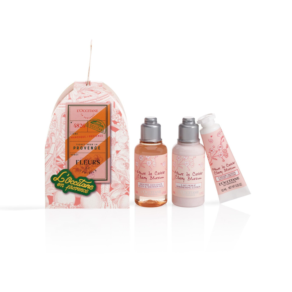 Delicate Cherry Blossom Mini Gift Set | Sweet & Floral Scented | Vegan & 96% Readily Biodegradable | Premium & Clean Beauty Bath & Body Gift Set for