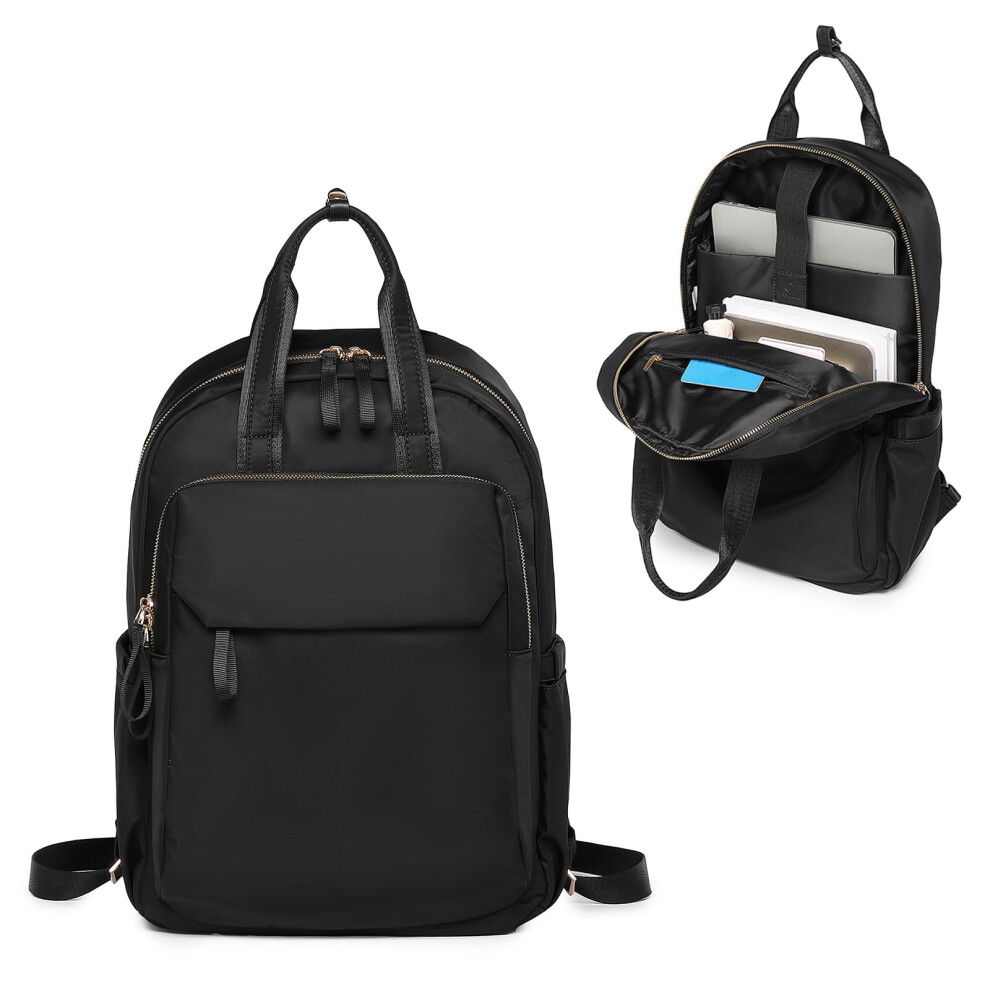 Casual Backpack for Women, Ladies Daypack with Laptop Compartment, Water-Resistant Travel Backpack for Work, School, or Everyday Use (Black)