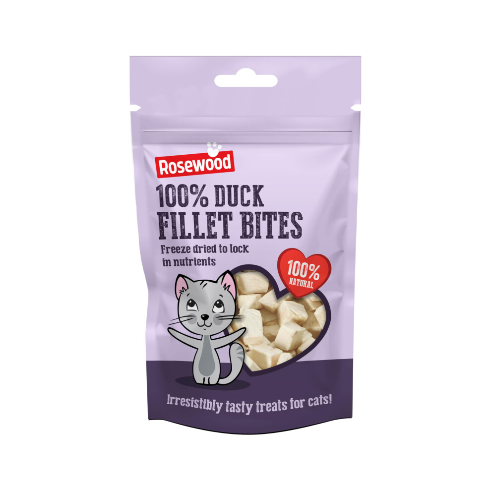 Rosewood Freeze Dried Duck Cat Treats, Completely Natural Duck Fillet Bites For Cats And Kittens, Free, Healthy Cat Snacks (12 X 15G Packs) Grain