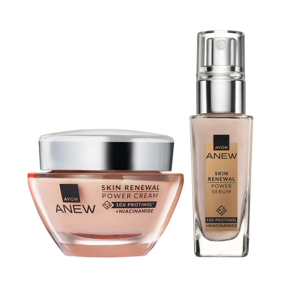 Anew Protinol Power Duo, Day Cream 50ml + Serum 30ml, For Stronger, Healthier Feeling Skin, Ultimate Skincare Duo, Powered by Collagen, Cruelty Free