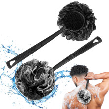 Luffa mit Griff und Duschbrste, anthrazit, 2er-Pack Rckenschrubber zum Duschen fr Mnner und Frauen, Krperbrste, ideal zum Peeling, Luffa zum