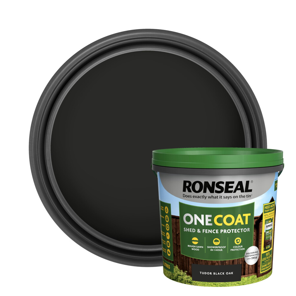 One Coat Shed and Fence Protector Tudor Black Oak 5 litres (Covers up to 6 Fence Panels) All Weather Protection