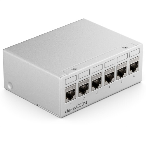 6 Port Patch Panel Set Patch Field Distribution Panel 1HE + 4x RJ45 Keystone Jack Modules STP CAT6a Compatible with CAT5 CAT6 CAT7 Installation Cable 1