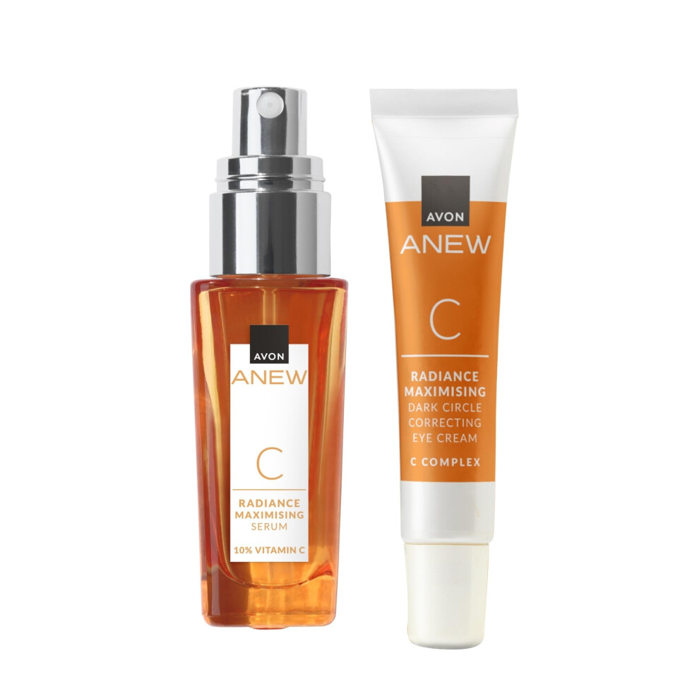 Anew Radiance Maximising Serum 30ml + Anew Vitamin C Eye Cream Set 15ml +, Brightens Dull and Tired-Looking Skin, Ultimate Skincare Duo, Powered by