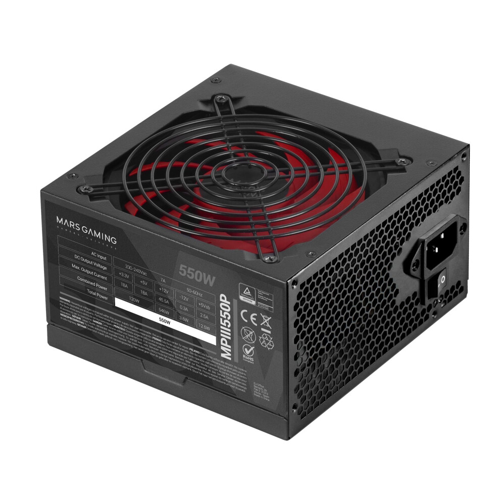 Mars Gaming Mpiii550p, Pc Atx Power Supply 550W, 5-Year Warranty, 85% Efficiency, Digital Apfc System, 120Mm Fdb Ai-Rpm Fan, Dc-Dc And Smd Technologies,