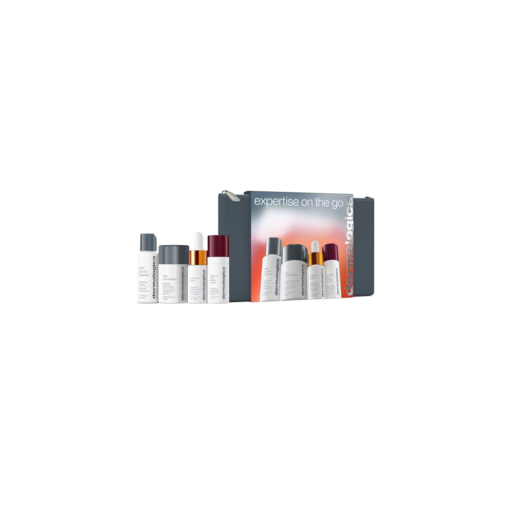 Dermalogica Expertise On The Go Gift Set, Travel-Size Daily Cleanser 50Ml, Daily Microfoliant 13G, Biolumin-C Serum 15Ml, Retinol Serum 15Ml, Skincare Set, Pack
