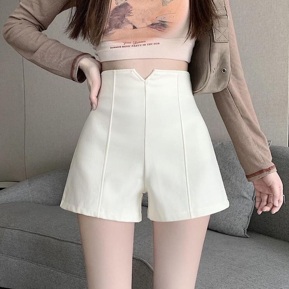 (white, M) "2024 Women's Black Slim Fit Elastic Casual Suit Shorts - Spring/Summer
