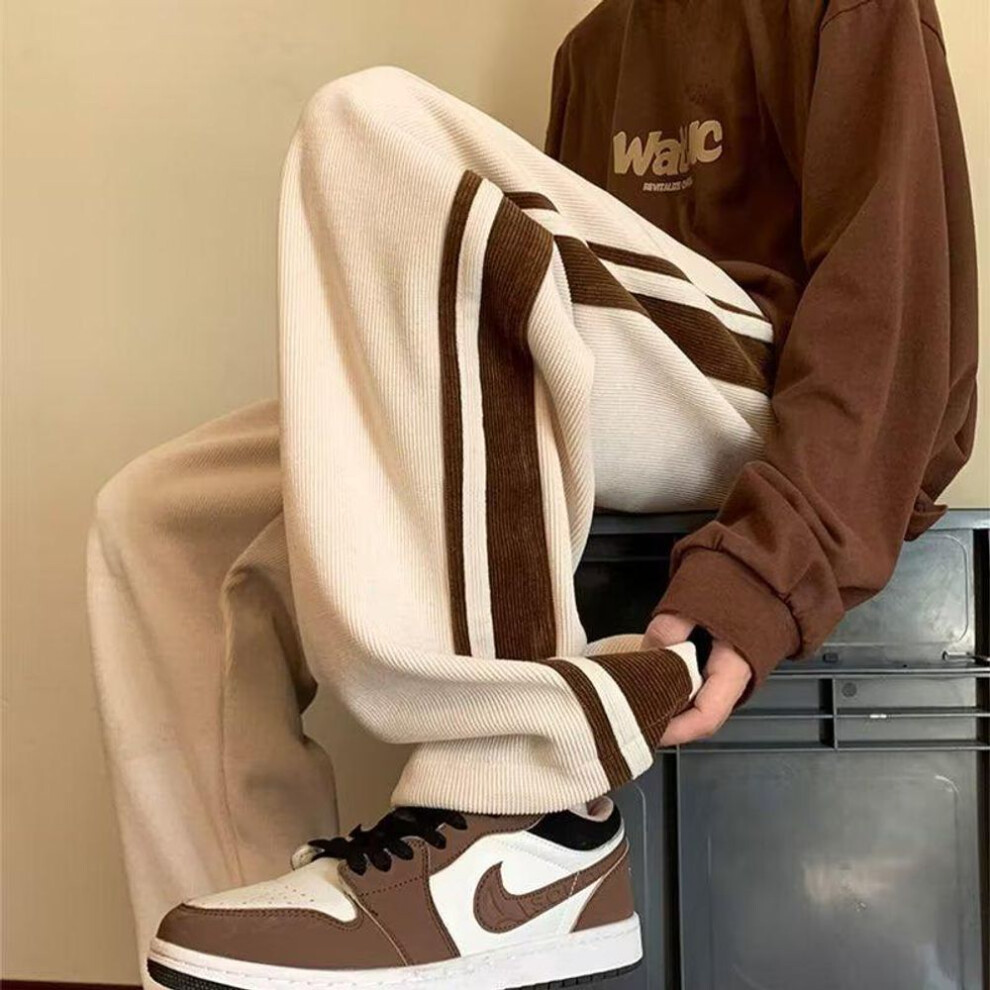 (khaki, M) Men's Autumn 2023 Trendy Straight-Leg Loose Sweatpants