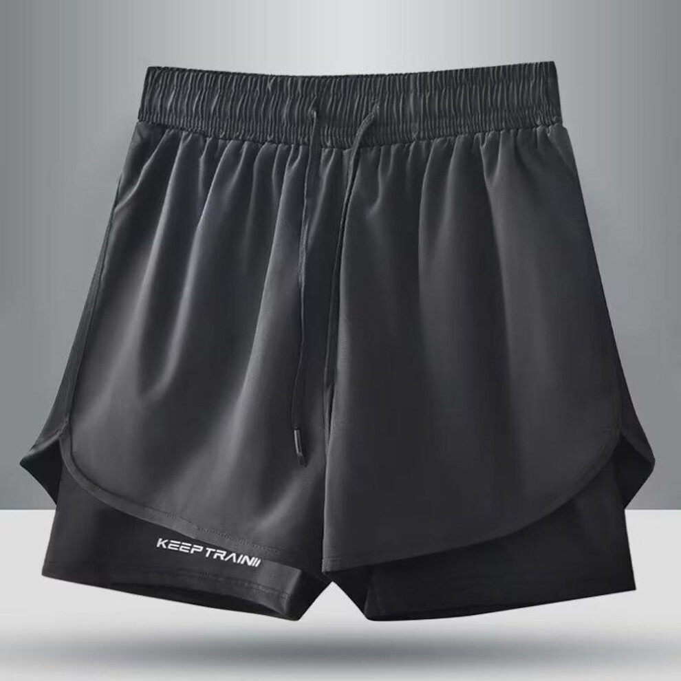 (black, 2XL) Men's Quick-dry Summer Sports Shorts For Basketball, Running, And Fitness - Anti-embarrassment Design