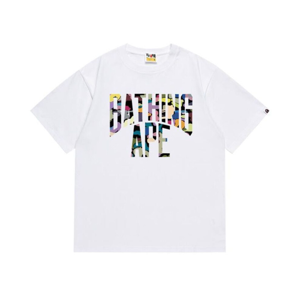 (white, S) Unisex American High Street Casual Cotton Short-Sleeve Teen Fashion T-Shirt