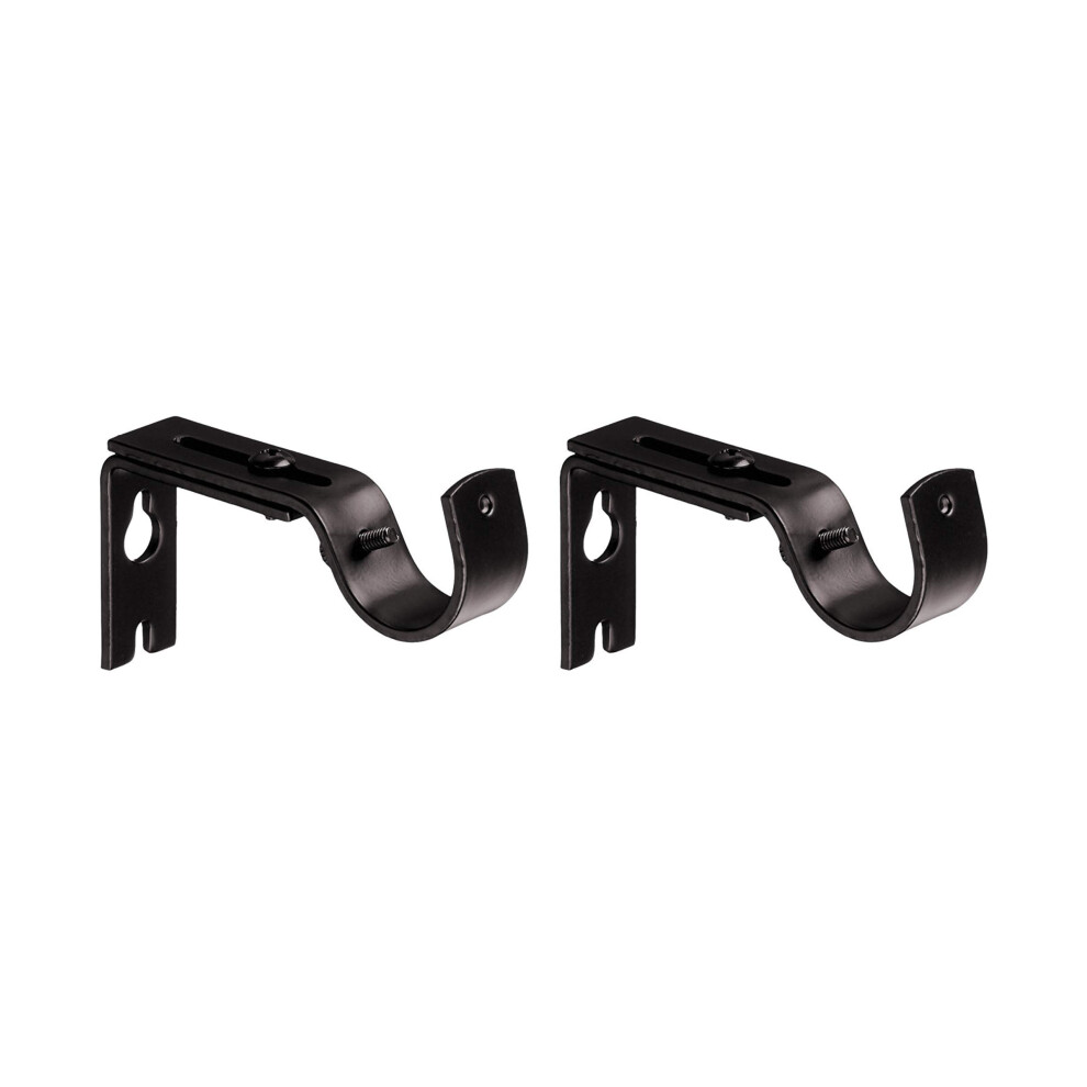 Amazon Basics Adjustable Curtain Rod Wall Bracket Hooks, Set of 2, Dark Bronze Espresso