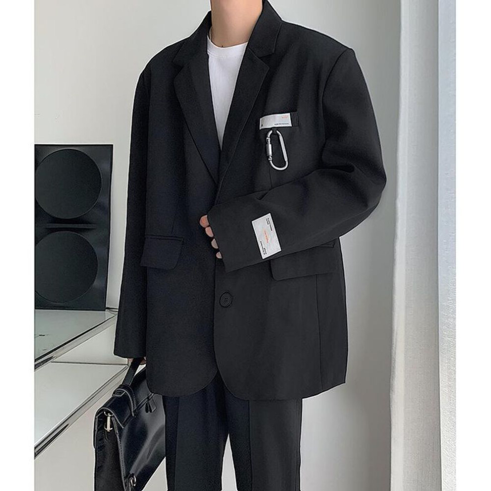 (black, 3XL) "Trendy Oversized Men's Suit Jacket - Elegant Naples Style