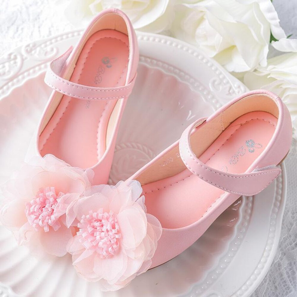 (pink, 34) 2024 Spring and Autumn Girls' Leather Ballet Flats: Soft, Flat Princess Shoes for Little Girls