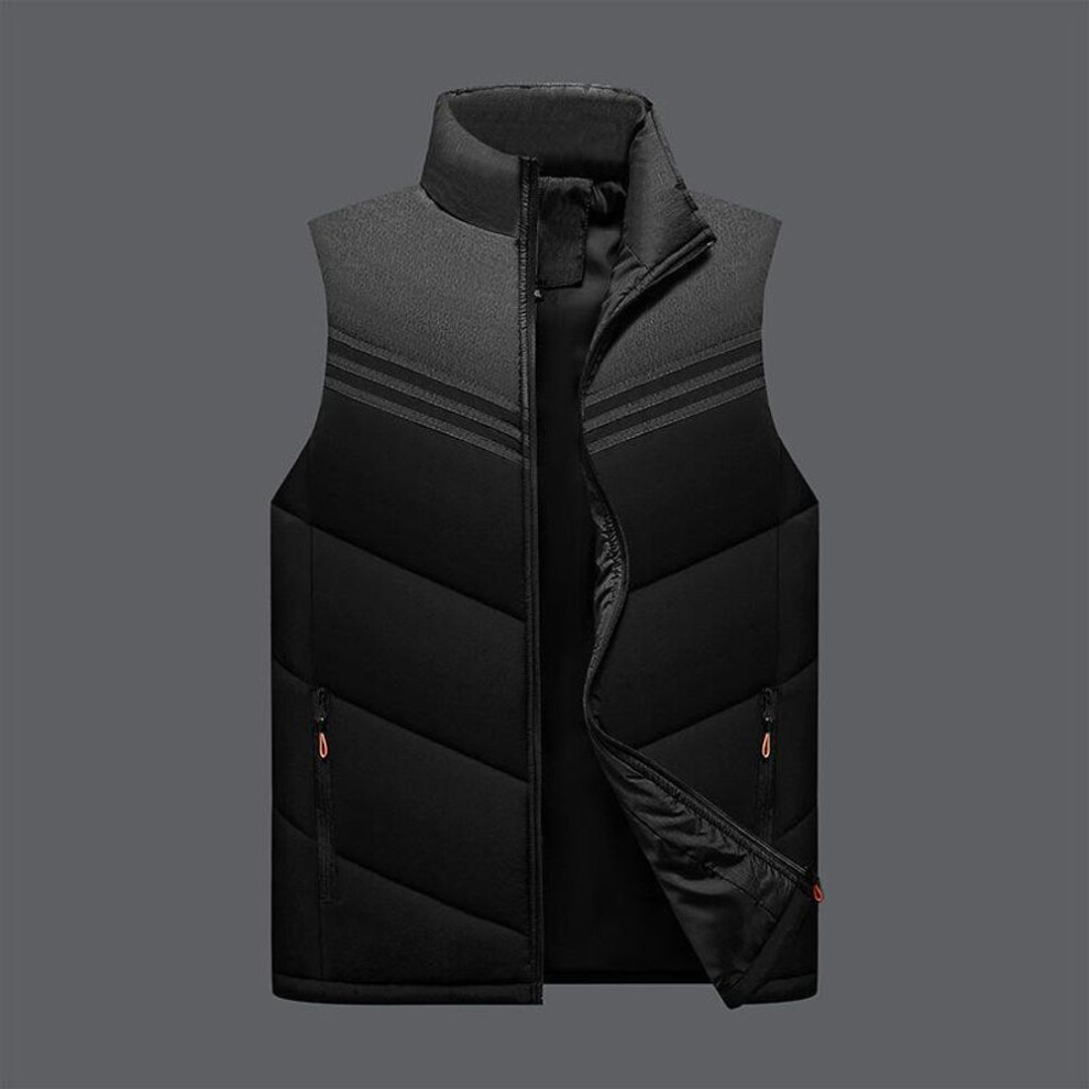 (dark gray,black, XL) Men's Thick Warm Cotton Sleeveless Vest - Autumn/Winter Casual Plus Size Waistcoat