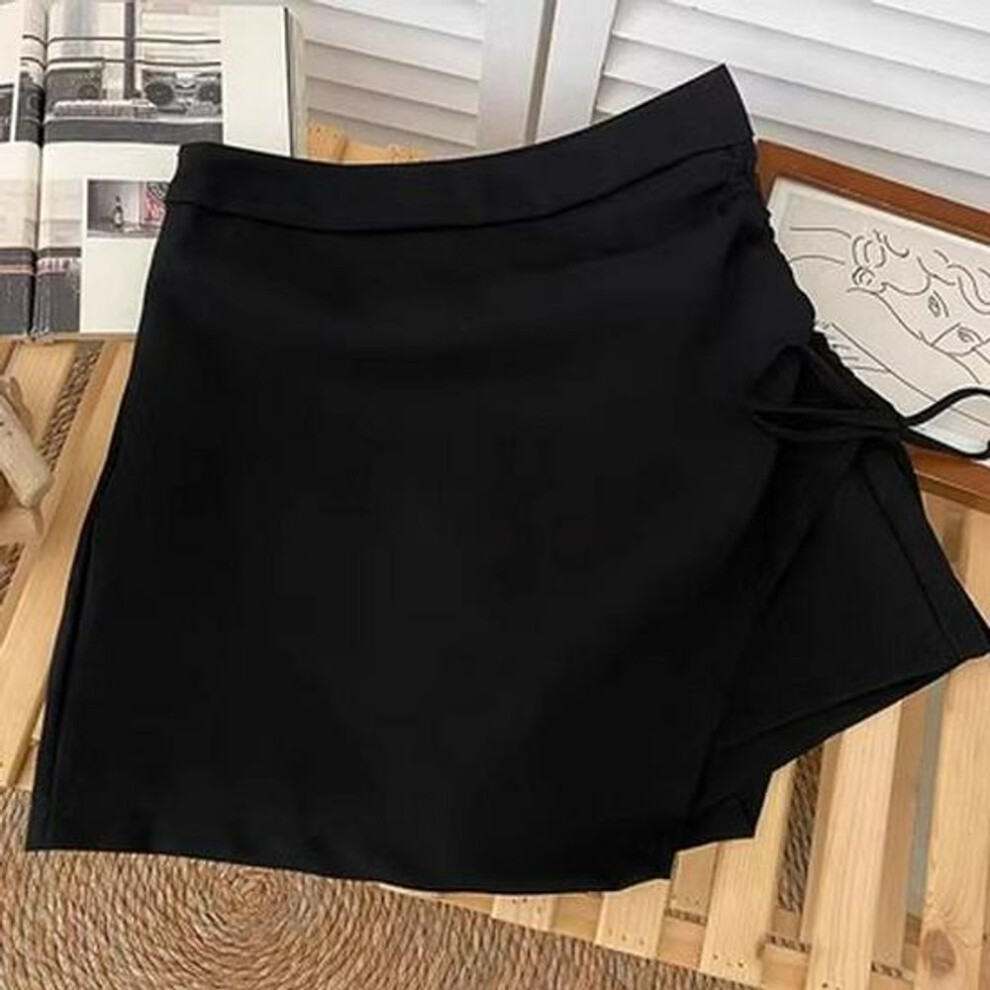 (S) 2025 Women's High Waist Pleated A-line Skirt With Drawstring Detail