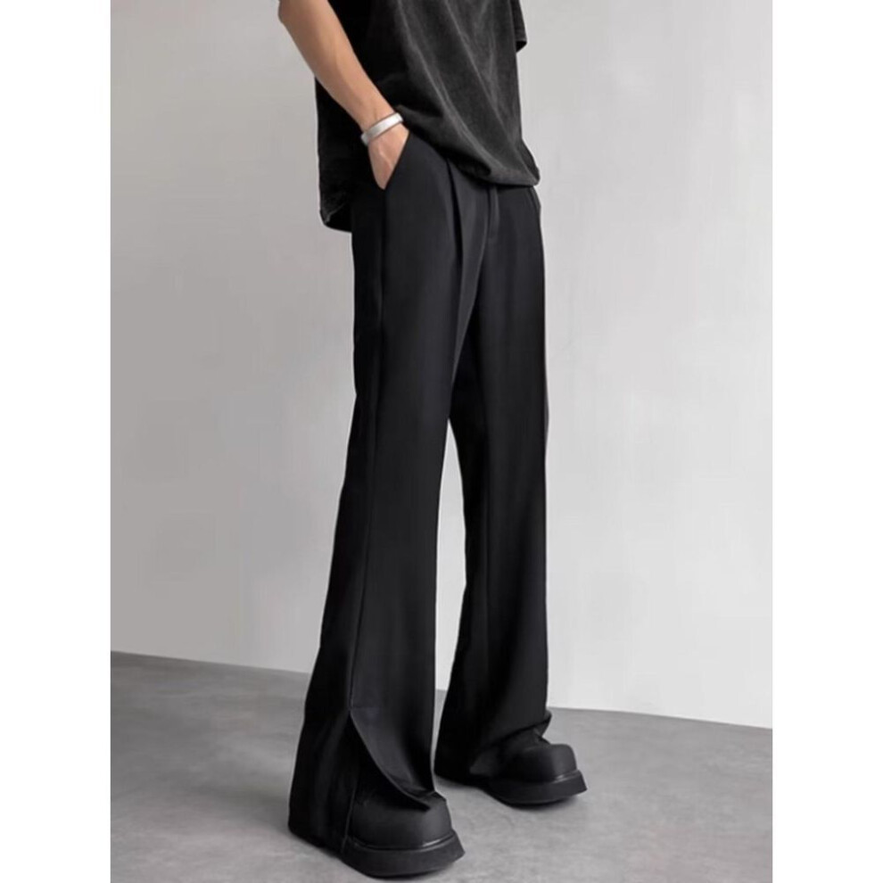 (black, XXL) Men's Brown Flared Slit Trousers - Casual Autumn Suit Pants