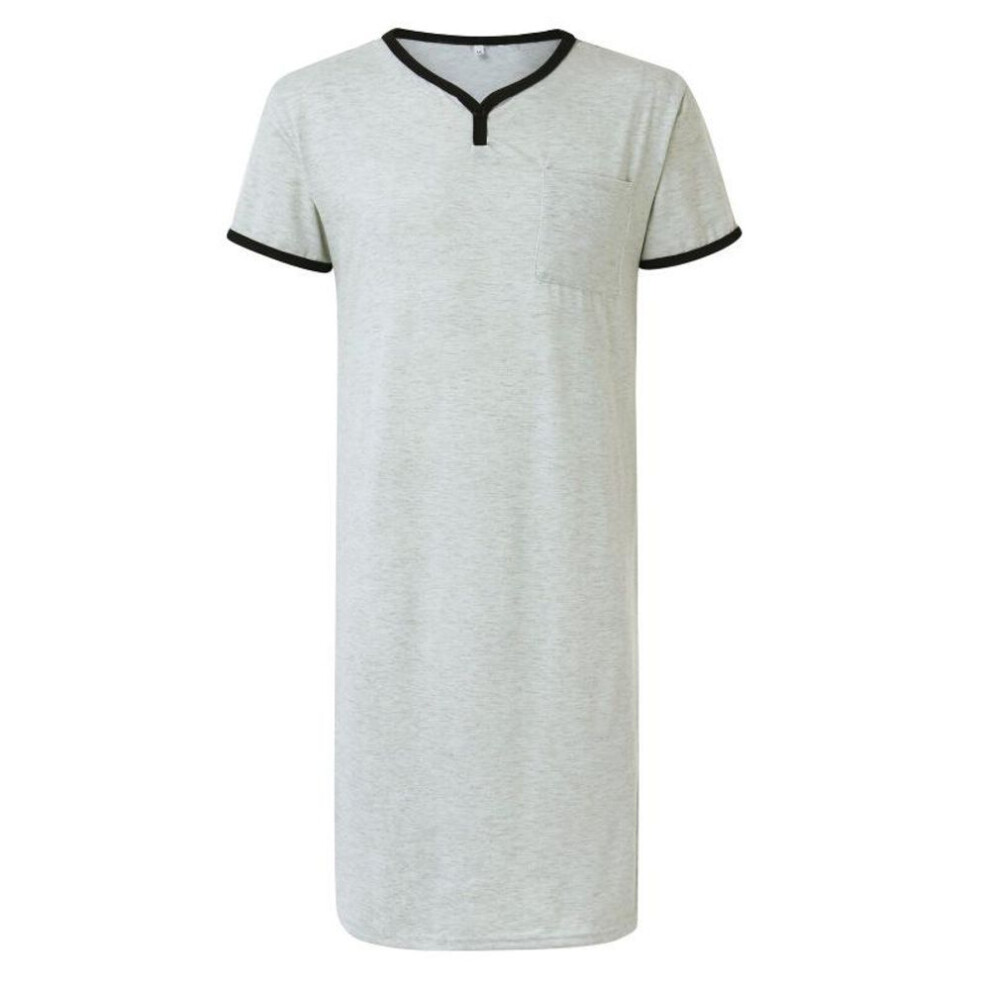 (gray, 3X Large) Men's Breathable Short-sleeve Nightgown Pajamas - Skin-friendly, Loose, European/american Style