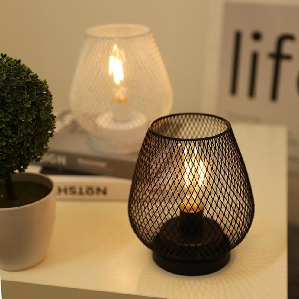 (Black/Warm White Light) Wireless LED Iron Art Night Light for Office, Bedside, Balcony, or Garden Decor