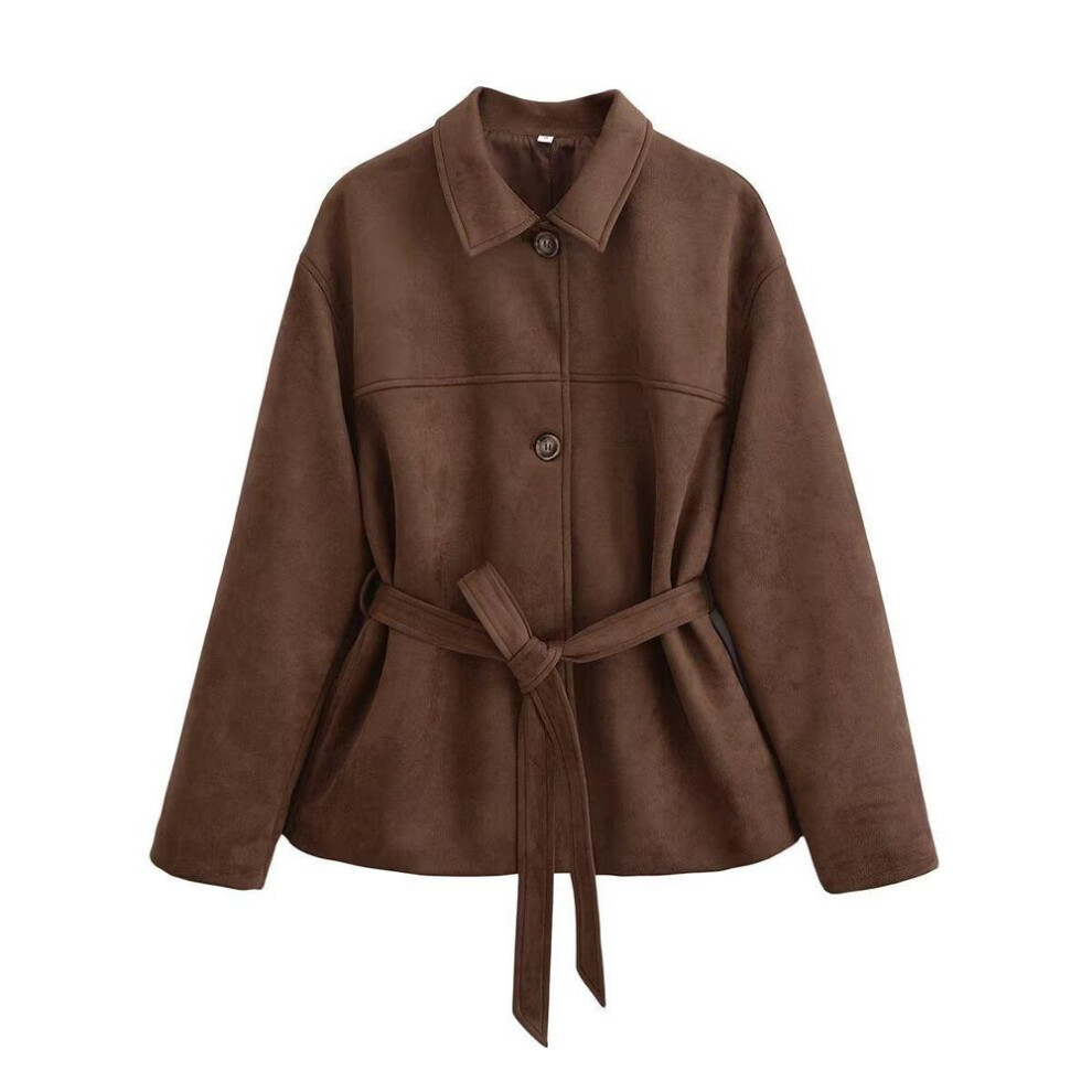 (Medium) "2024 Autumn Casual Belted Shirt Jacket
