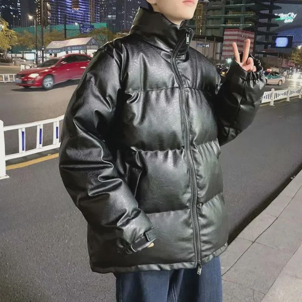 (black, M) 2024 Men's Trendy Warm Winter Puffer Jacket - Stylish Cotton-Padded Student Design