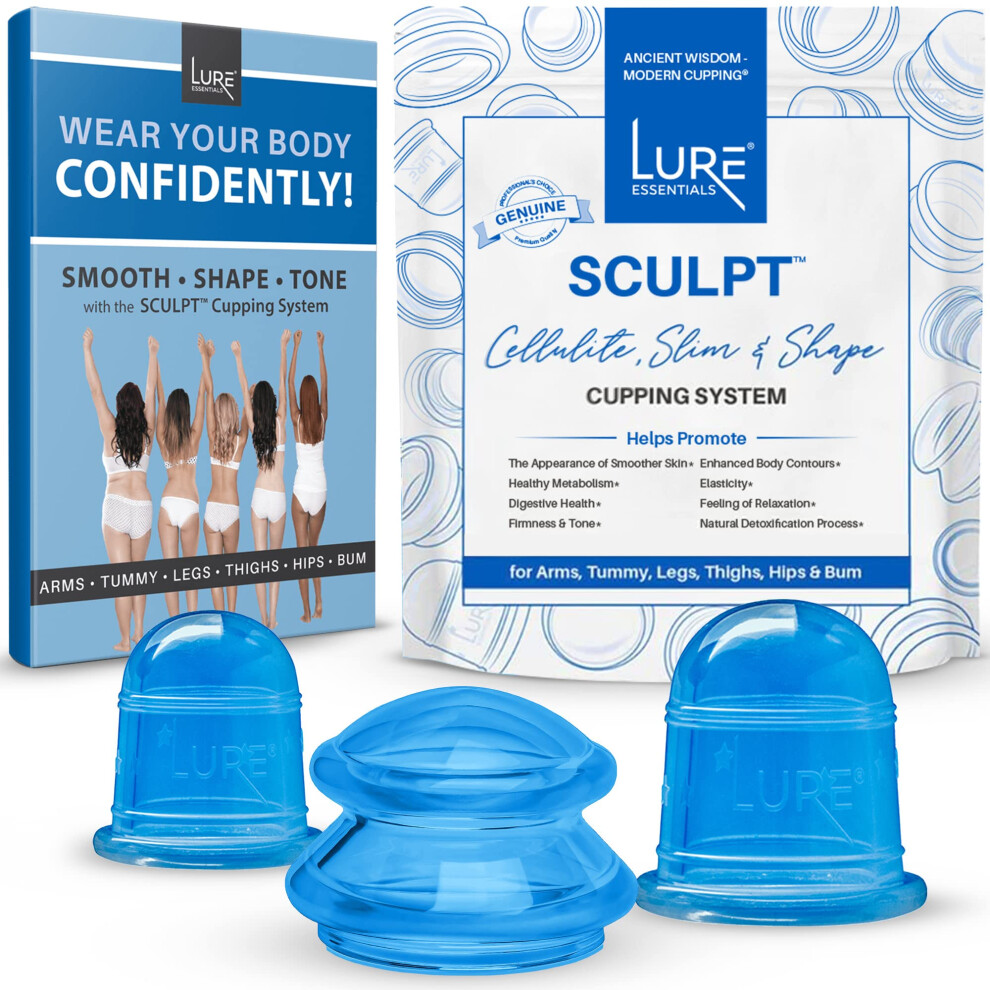 Lure - Set Di Coppettazione Anticellulite, Kit Per Massaggiatori Con 3 Tazze Da Massaggio In Silicone, Set Di Coppettazione Per Cellulite Da Utilizzare Con Olio Di Cellulite, Set Da Coppettazione In Silicone Per Doccia
