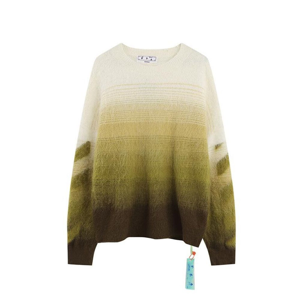 (Large) "2022 Autumn/Winter Unisex Yellow Arrow Gradient Sweater